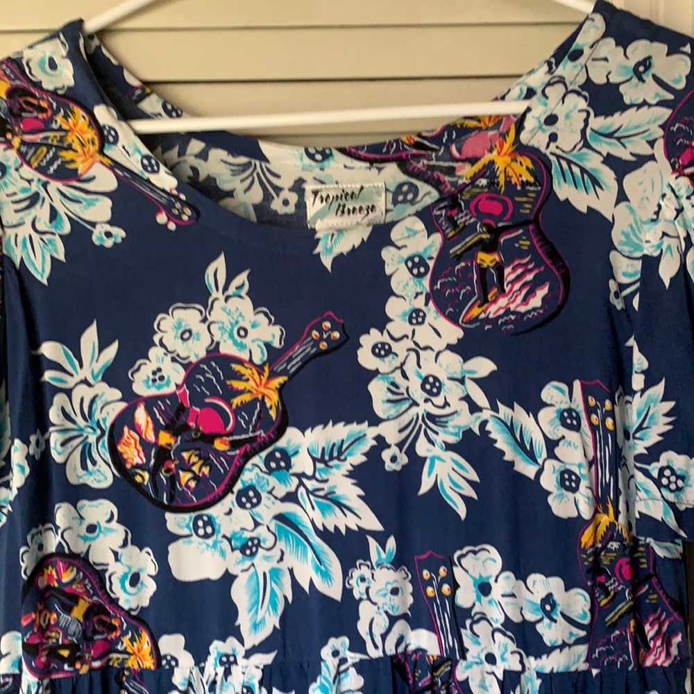 Blue Hawaiian print dress